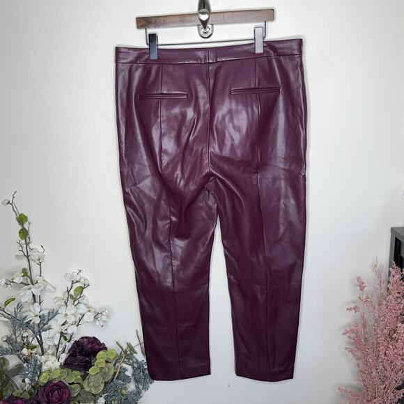 ANN TAYLOR The High Rise Eva Ankle Pant in Faux Leather Patent Purple {VV25} - Picture 6 of 10